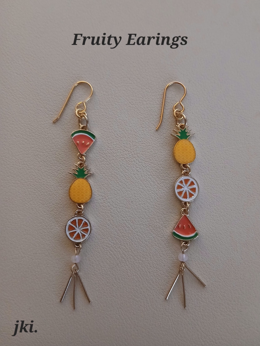 Fruity Dangle Earrings - Yellow Pineapple & Pink Watermelon